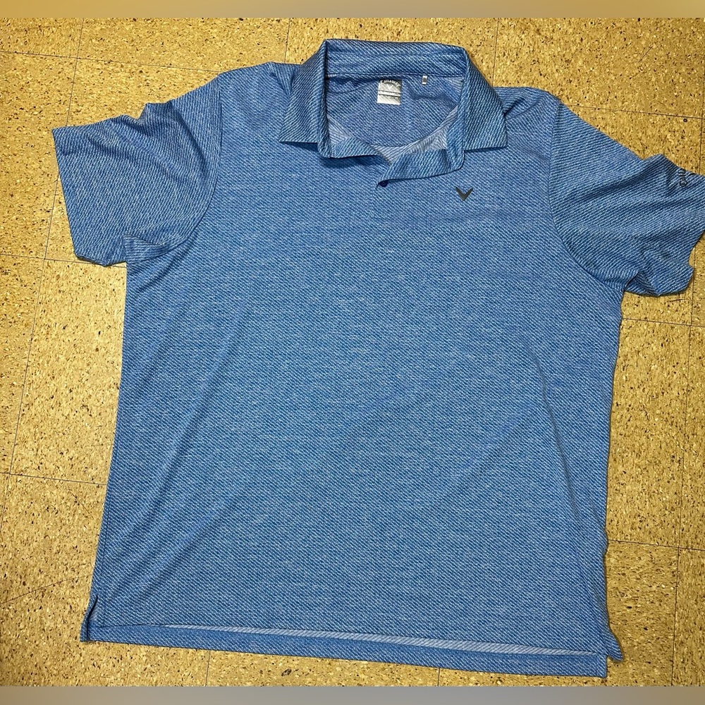 Callaway‎ Mens Opti Dri Blue Geometric Golf Tennis Walking Breathable Polo Sz 2X